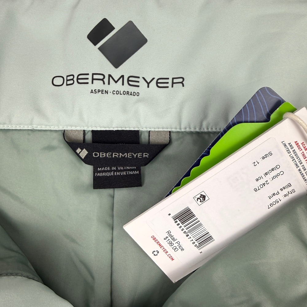 OBERMEYER Bliss Ski Pants Womens 12 Mint Green Winter Snow Sport Water-Resistant - Picture 8 of 11